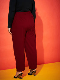 Thumbnail for Lyush Women Maroon Balloon Fit Pants