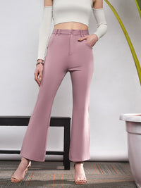 Thumbnail for Lyush Women Light Pink Knit Bell Bottom Pants