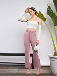 Thumbnail for Lyush Women Light Pink Knit Bell Bottom Pants