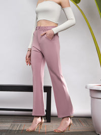 Thumbnail for Lyush Women Light Pink Knit Bell Bottom Pants