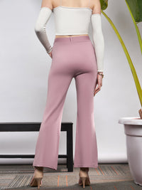 Thumbnail for Lyush Women Light Pink Knit Bell Bottom Pants