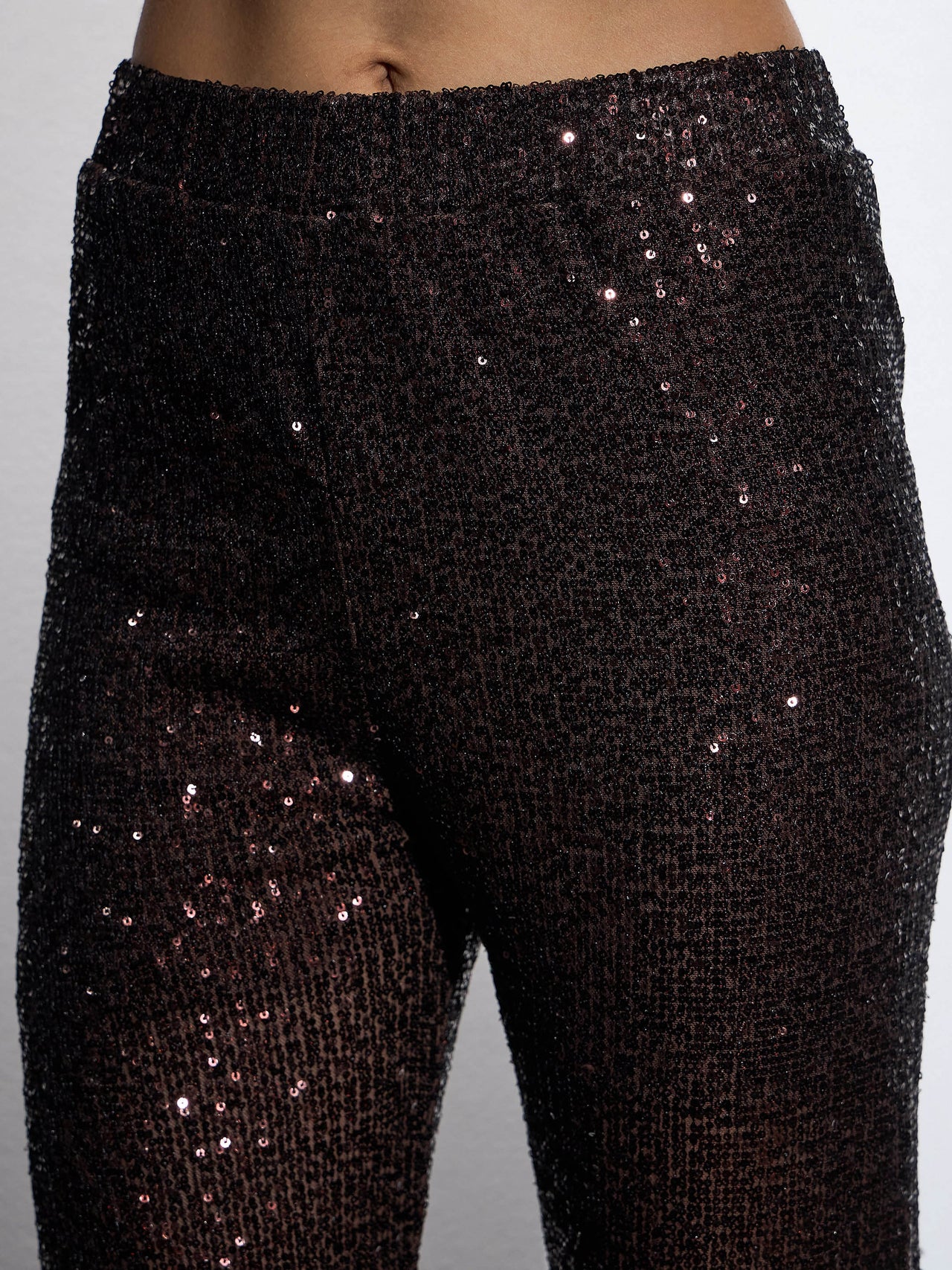 Lyush Women Brown Sequin Bell Bottom Pants