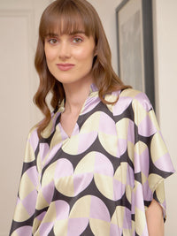 Thumbnail for Lyush Women Black Satin Abstract Print Kaftan Top With Lounge Pants
