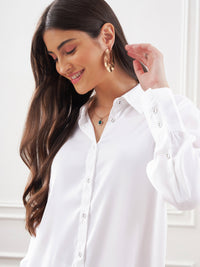 Thumbnail for Lyush Women White Satin Shirt With Lounge Pants