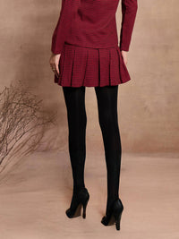 Thumbnail for Lyush Women Red Houndstooth Check Pleated Mini Skirt