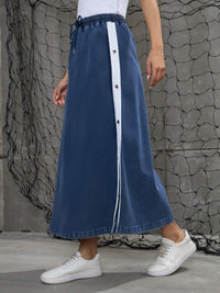 Thumbnail for Lyush Women Blue Blast Contrast Tape Maxi Skirt