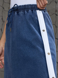 Thumbnail for Lyush Women Blue Blast Contrast Tape Maxi Skirt