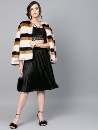 Thumbnail for Lyush Black Velvet Pleated Skirt