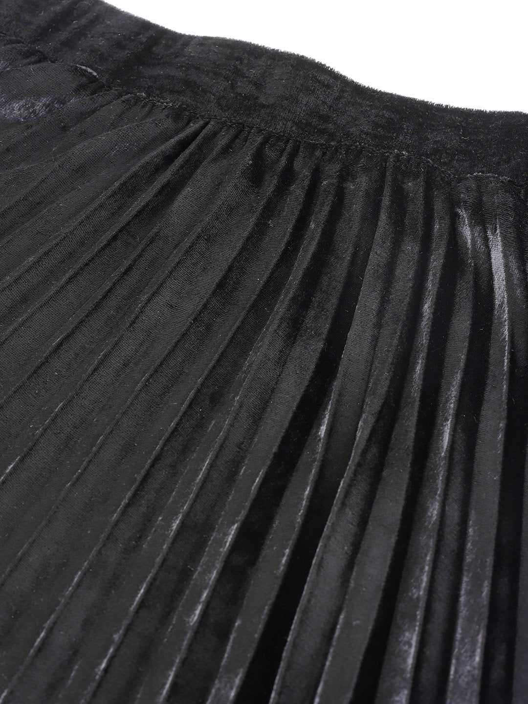 Lyush Black Velvet Pleated Skirt