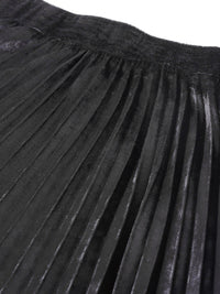 Thumbnail for Lyush Black Velvet Pleated Skirt