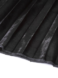 Thumbnail for Lyush Black Velvet Pleated Skirt
