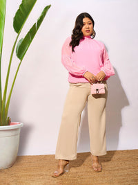 Thumbnail for Lyush Women Pink Balloon Sleeves Top