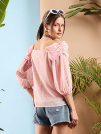 Thumbnail for Lyush Women Pink Ditsy Floral Ruched Cowl Neck Top