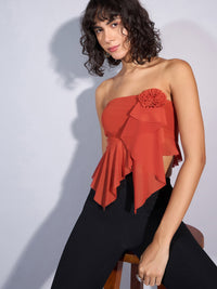 Thumbnail for Lyush Women Rust Tube Crop Top