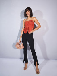 Thumbnail for Lyush Women Rust Tube Crop Top