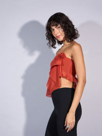Thumbnail for Lyush Women Rust Tube Crop Top