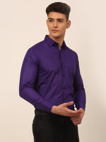 Thumbnail for Jainish Men's Purple Formal Solid Shirts - Distacart