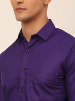 Thumbnail for Jainish Men's Purple Formal Solid Shirts - Distacart