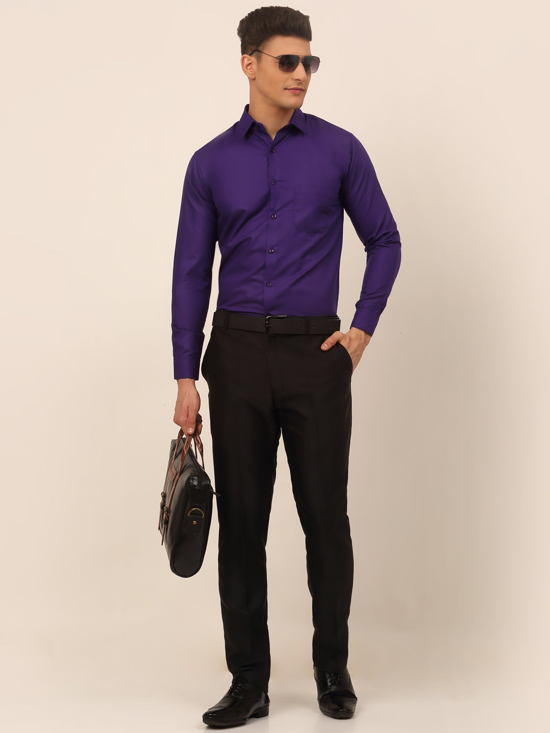Jainish Men's Purple Formal Solid Shirts - Distacart