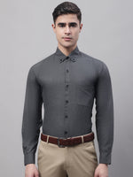 Thumbnail for Jainish Men's Charcoal Cotton Solid Formal Shirt - Distacart