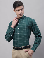 Thumbnail for Jainish Men's Green Cotton Checked Formal Shirt - Distacart