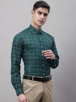 Thumbnail for Jainish Men's Green Cotton Checked Formal Shirt - Distacart