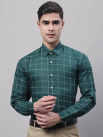 Thumbnail for Jainish Men's Green Cotton Checked Formal Shirt - Distacart