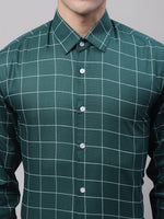 Thumbnail for Jainish Men's Green Cotton Checked Formal Shirt - Distacart