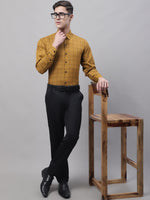 Thumbnail for Jainish Men's Mustard Cotton Checked Formal Shirt - Distacart