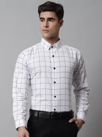 Thumbnail for Jainish Men's Cotton Checked Formal Shirts - White - Distacart