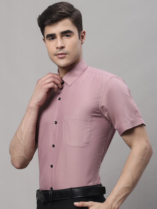 Jainish Men's Cotton Half Sleeves Solid Formal Shirts - Magenta - Distacart
