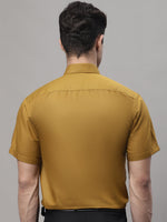 Thumbnail for Jainish Men's Cotton Half Sleeves Solid Formal Shirts - Mustard - Distacart