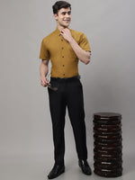 Thumbnail for Jainish Men's Cotton Half Sleeves Solid Formal Shirts - Mustard - Distacart