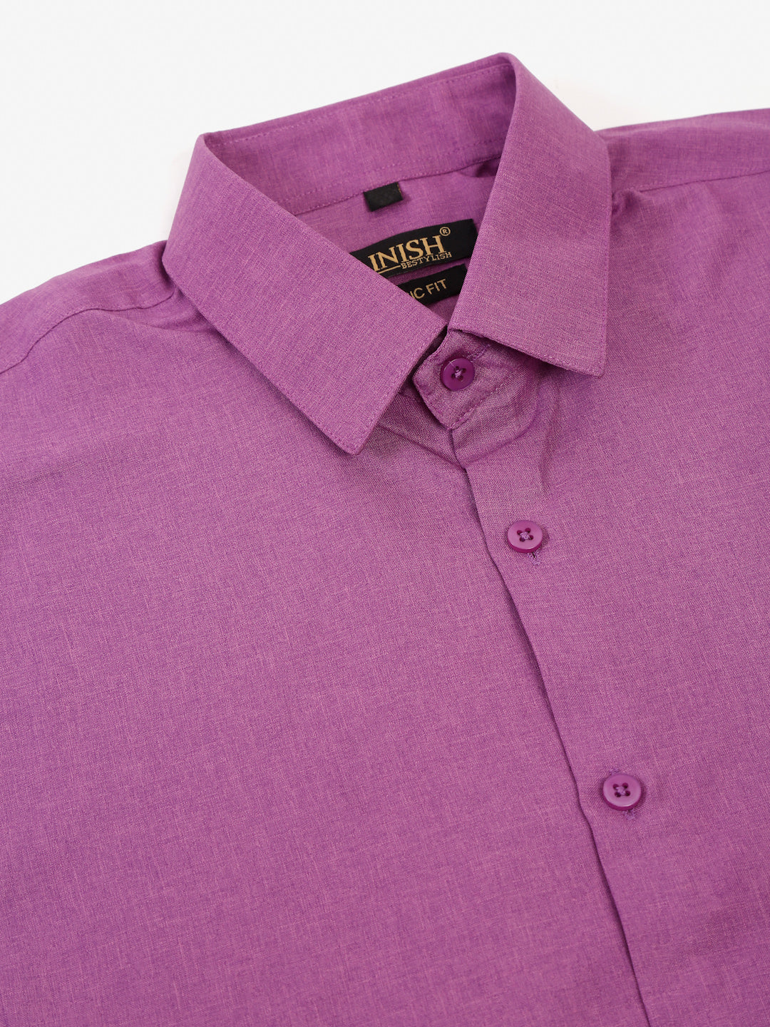 Jainish Men's Cotton Solid Half Sleeves Formal Shirt - Purple - Distacart