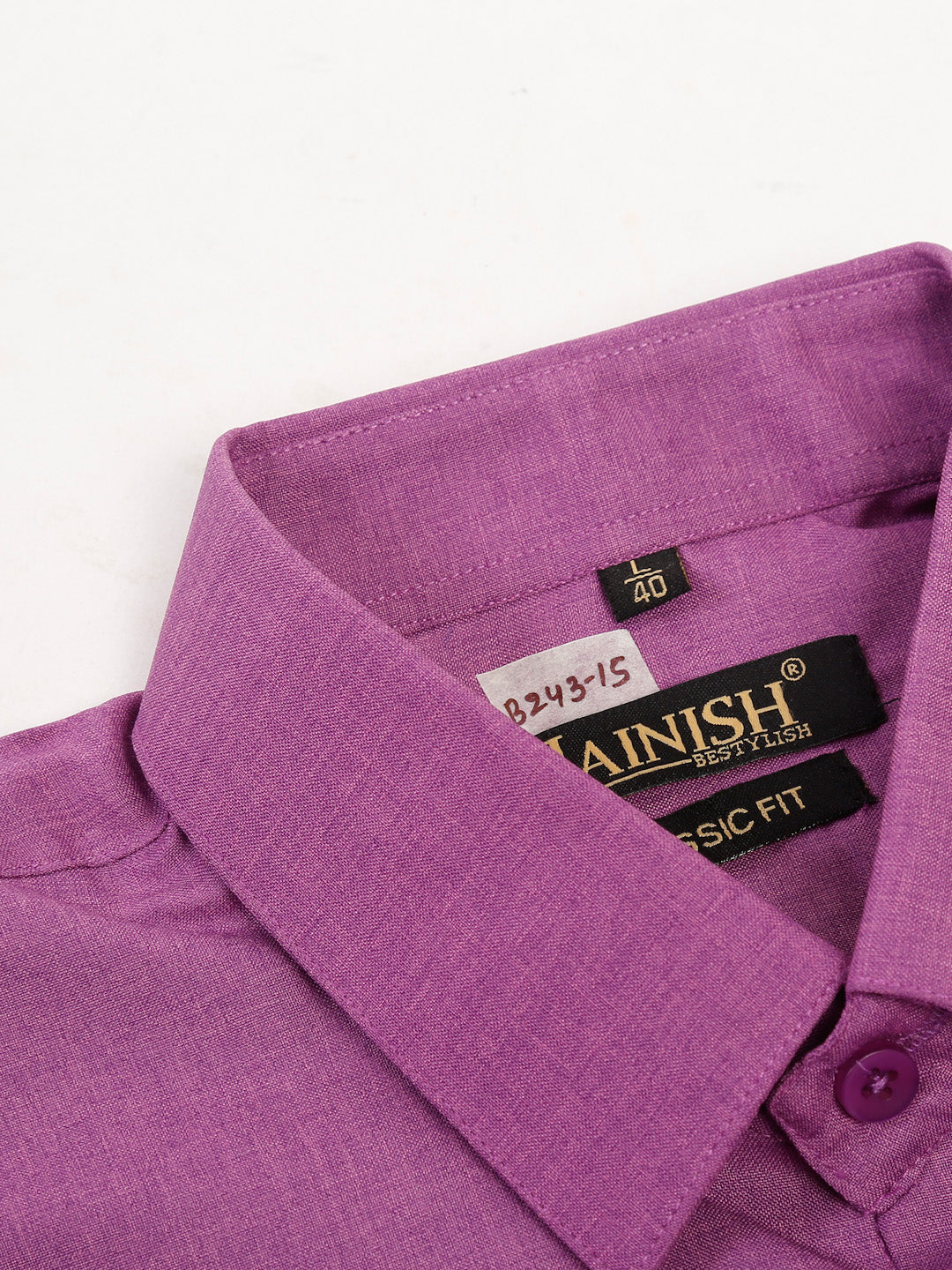 Jainish Men's Cotton Solid Half Sleeves Formal Shirt - Purple - Distacart
