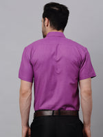 Thumbnail for Jainish Men's Cotton Solid Half Sleeves Formal Shirt - Purple - Distacart