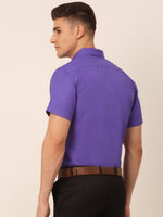 Thumbnail for Jainish Men's Cotton Solid Half Sleeves Formal Shirt - Voilet - Distacart