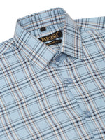 Thumbnail for Jainish Men's Cotton Checked Half Sleeves Formal Shirts - Sky Blue - Distacart