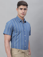 Thumbnail for Jainish Men's Blue Striped Formal Shirt - Distacart