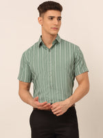 Thumbnail for Jainish Men's Cotton Striped Formal Shirts - Green - Distacart