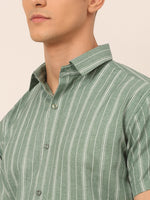 Thumbnail for Jainish Men's Cotton Striped Formal Shirts - Green - Distacart