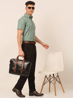 Thumbnail for Jainish Men's Cotton Striped Formal Shirts - Green - Distacart