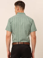 Thumbnail for Jainish Men's Cotton Striped Formal Shirts - Green - Distacart