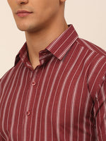 Thumbnail for Jainish Men's Cotton Striped Formal Shirts - Maroon - Distacart