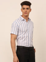 Thumbnail for Jainish Men's Cotton Striped Formal Shirts - White - Distacart