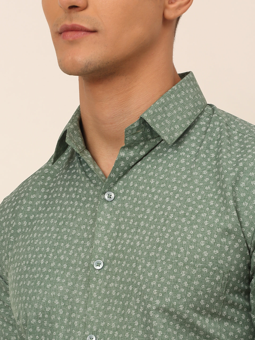 Jainish Men's Cotton Printed Formal Shirts - Green - Distacart
