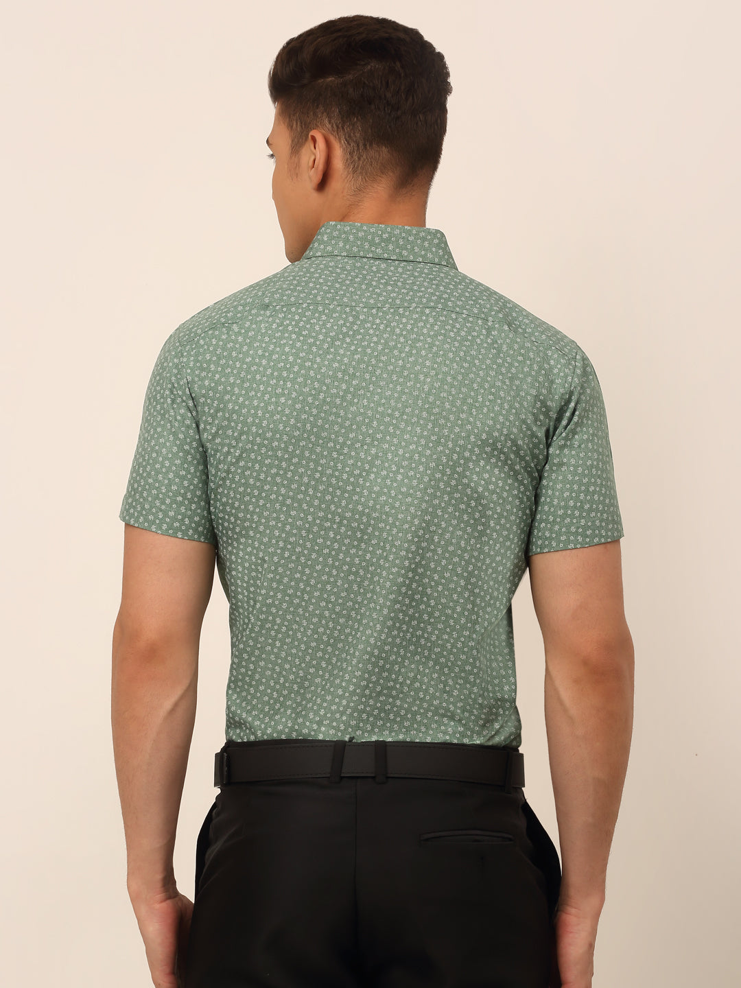 Jainish Men's Cotton Printed Formal Shirts - Green - Distacart
