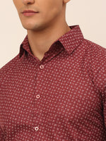 Thumbnail for Jainish Men's Cotton Printed Formal Shirts - Maroon - Distacart