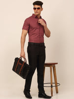 Thumbnail for Jainish Men's Cotton Printed Formal Shirts - Maroon - Distacart