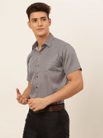 Thumbnail for Jainish Men's White Classic Striped Formal Shirt - Distacart